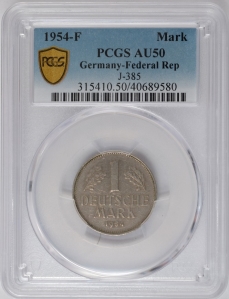ドイツ　旧硬貨　Coin BRD 1 German Mark 1954 Welcome to Infinity Coins