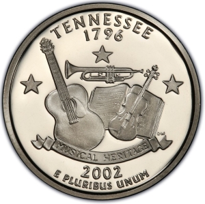 thumbnail interactive-video image 1 of 2002 P Tennessee State Quarter – Uncirculated From US Mint Roll – Philadelphia Mint – Copper Business Strike 1 of 6