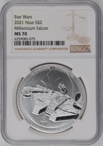 2021 Niue 1 oz Silver Star Wars Millennium Falcon NGC MS69