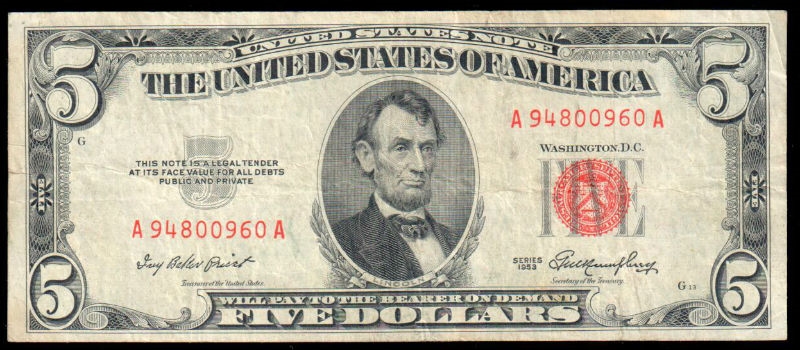 1953 Series $5 U.S Note - VF