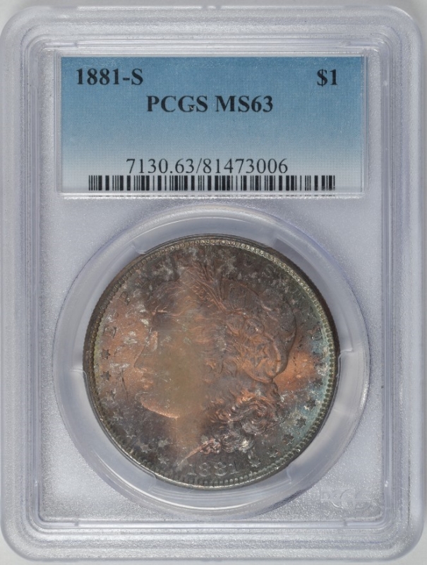 1881-S U.S. $1 - Morgan Silver Dollar - PCGS MS63 (Toning!)