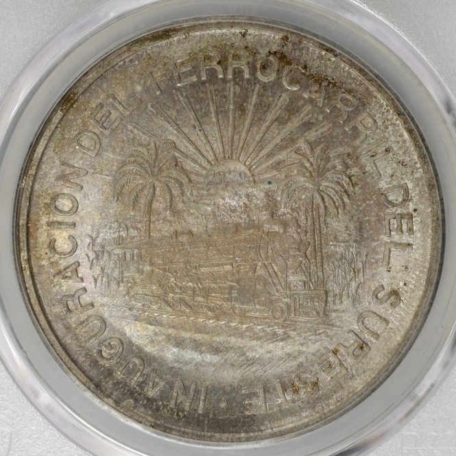 1950年 メキシコ 5ペソ 南東鉄道 MS 64 NGC認証 1950 NGC MS 64 Mexico 5 Pesos Southern Railroad Silver Train
