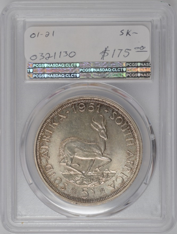 1951 South Africa 5 Shillings - George VI - PCGS PL66