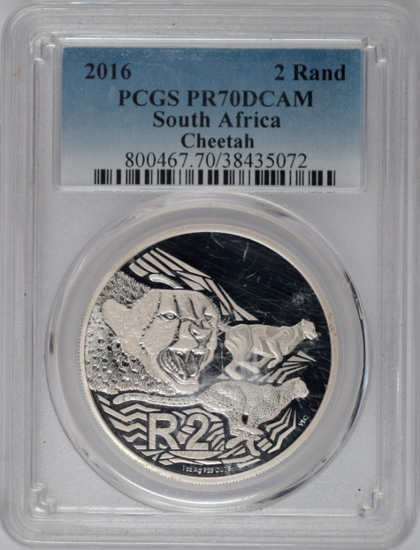 2016 South Africa 2 Rand - Cheetah - PR70DCAM
