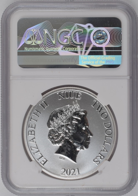 2021 $2 Niue - Star Wars: Millennium Falcon (1oz Silver) - NGC MS70