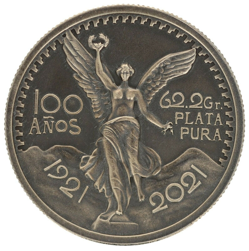 2021 Intaglio Mint 50 Pesos 100th Anniversary 2oz Antiqued Silver