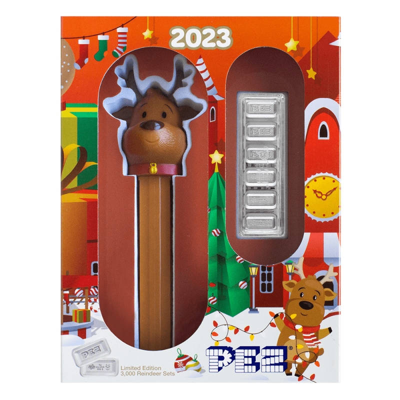 2023 PAMP Gift Set - PEZ: Reindeer Dispenser - 6x 5g Silver Wafers
