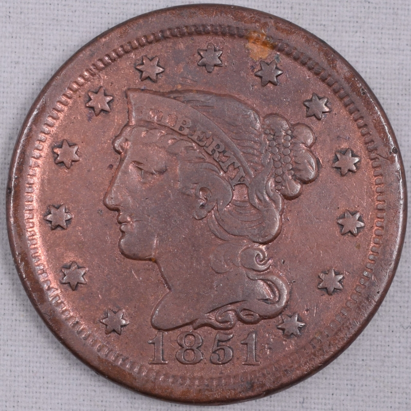 1851 Braided Hair Large Cent XF, 44% OFF