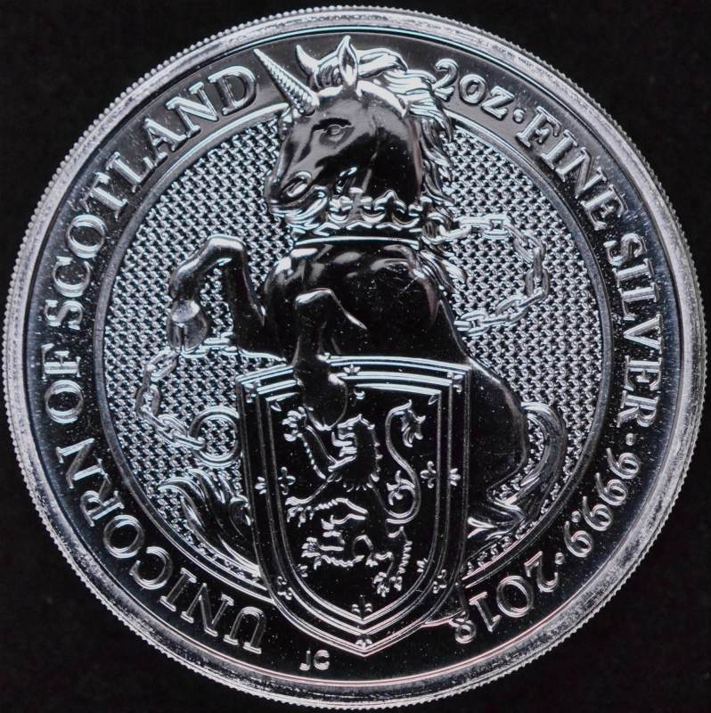 2018 2 oz Silver Great Britain Queen's Beast The Unicorn