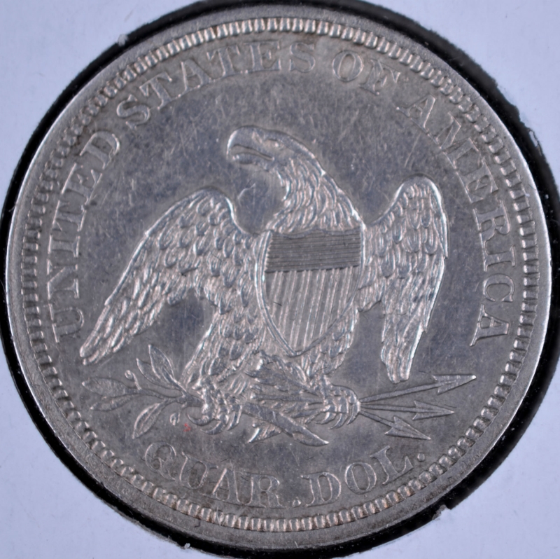 1861 25C Seated Liberty Quarter AU+