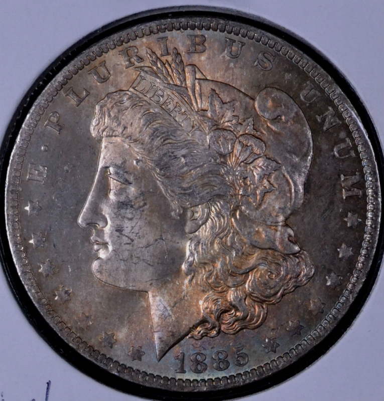 TONED 1885-O $1 Morgan Silver Dollar - CH BU