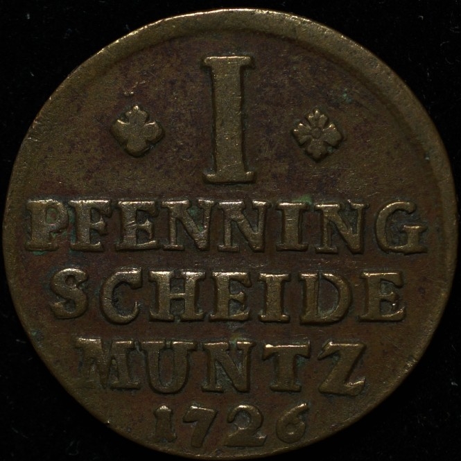 1726 Germany Brunswick Wolfenbuttel Pfenning - KM#778