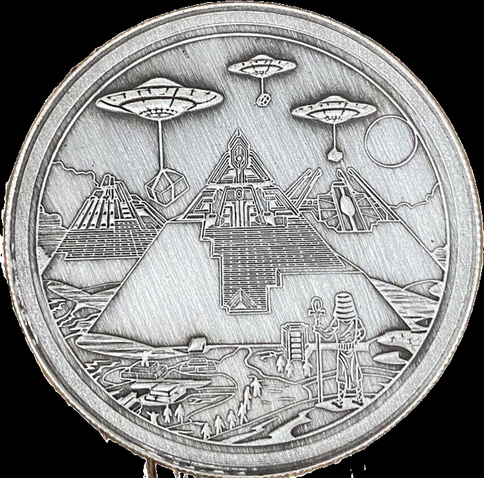 2022 Fidda & MK Barz - Alien Architects: Pyramids - 1oz Silver Antiqued