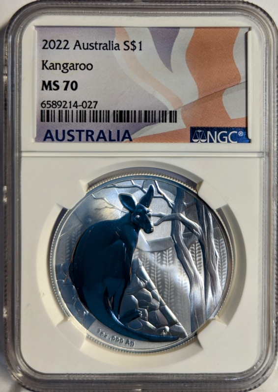 2022 Australia $1 - Impressions of Australia: Kangaroo - NGC MS70 (1oz Silver)