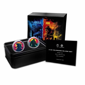 2021 Niue $2 - Godzilla vs. Kong: 2 Coin Set - Colorized Silver
