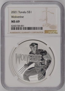 2021 Tuvalu $1 - Marvel: Wolverine - NGC MS69 (1oz Silver)