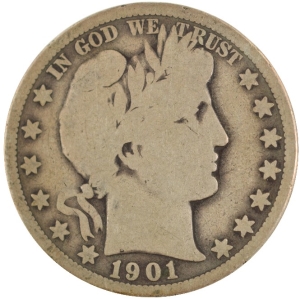 1901-O U.S. 50¢ - Barber Silver Half Dollar - G+