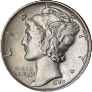 1941 U.S. 10¢ - Mercury Silver Dime - Gem BU (Full Bands)