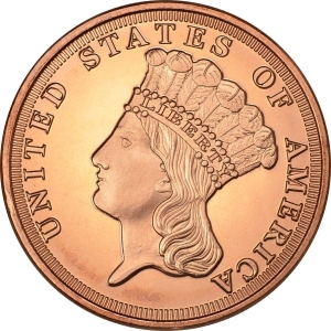1 oz Copper Round - $3 Indian Princess
