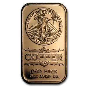 1 oz Copper Bar - St. Gaudens