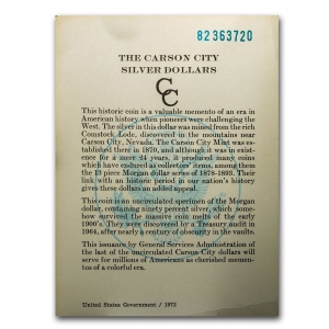 1882 GSA COA - The Carson City Morgan Silver Dollars (3x Pack)