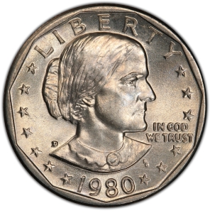 1980-D U.S. $1 - Susan B. Anthony Dollar - BU