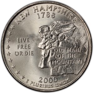 2000-P U.S. 25¢ - New Hampshire State Washington Quarter - BU
