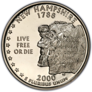 2000-S U.S. 25¢ - New Hampshire State Washington Quarter - Proof
