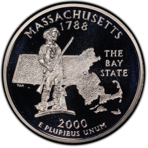 2000-S U.S. 25¢ - Massachusetts State Washington Quarter - Silver Proof
