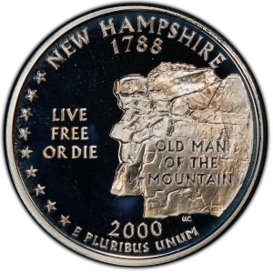 2000-S U.S. 25¢ - New Hampshire State Washington Quarter - Silver Proof