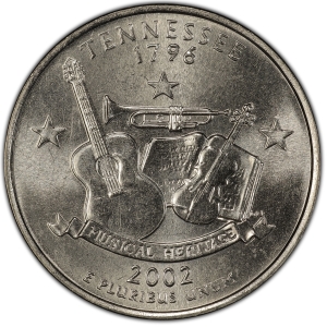 2002-D U.S. 25¢ - Tennessee State Washington Quarter - BU