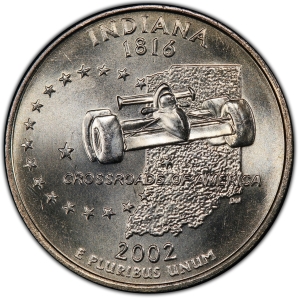 2002-P U.S. 25¢ - Indiana State Washington Quarter - BU