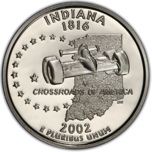 2002-S U.S. 25¢ - Indiana State Washington Quarter - Proof