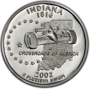 2002-S U.S. 25¢ - Indiana State Washington Quarter - Silver Proof