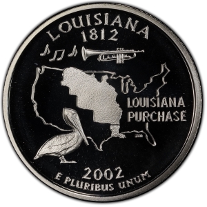 2002-S U.S. 25¢ - Louisiana State Washington Quarter - Silver Proof