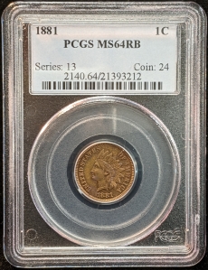 1881 U.S. 1¢ - Indian Head Cent - PCGS MS64RB