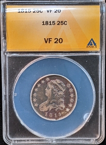 1815 U.S. 25¢ - Liberty Capped Bust Silver Quarter - ANACS VF20