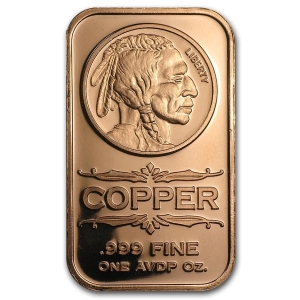 1 oz Copper Bar - Indian Head