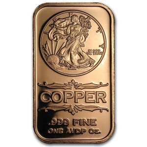1 oz Copper Bar - Walking Liberty Half Dollar 