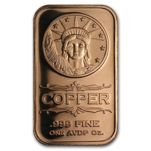 1 oz Copper Bar - Liberty Head - 20 Count Roll