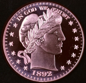1oz Copper Round - Barber Half Dollar