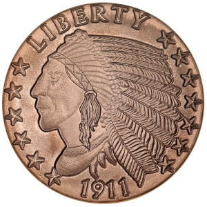1 oz Copper Round - 1911 Incuse Indian