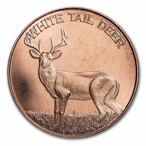 1 oz Copper Round - White Tail Deer - 20 Count Roll