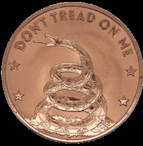 1oz Copper round - Don't Tread On Me - Reverse Proof
