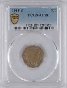 1915-S U.S. 5¢ - Buffalo Nickel - PCGS AU58 (Amazing Toning!)
