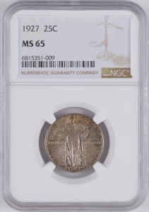 1927 U.S. 25¢ - Standing Liberty Silver Quarter - NGC MS65