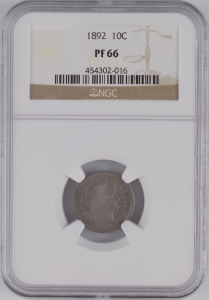 1892 U.S. 10¢ - Barber Silver Dime - NGC PF66