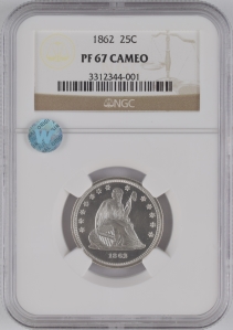1862 U.S. 25¢ - Seated Liberty Silver Quarter - NGC PF67CAM (Sight White)