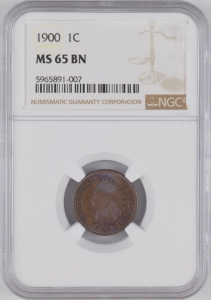 1900 U.S. 1¢ - Indian Head Cent - NGC MS65BN (Amazing Toning)