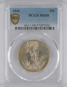 1941 U.S. 50¢ - Walking Liberty Silver Half Dollar - PCGS MS68